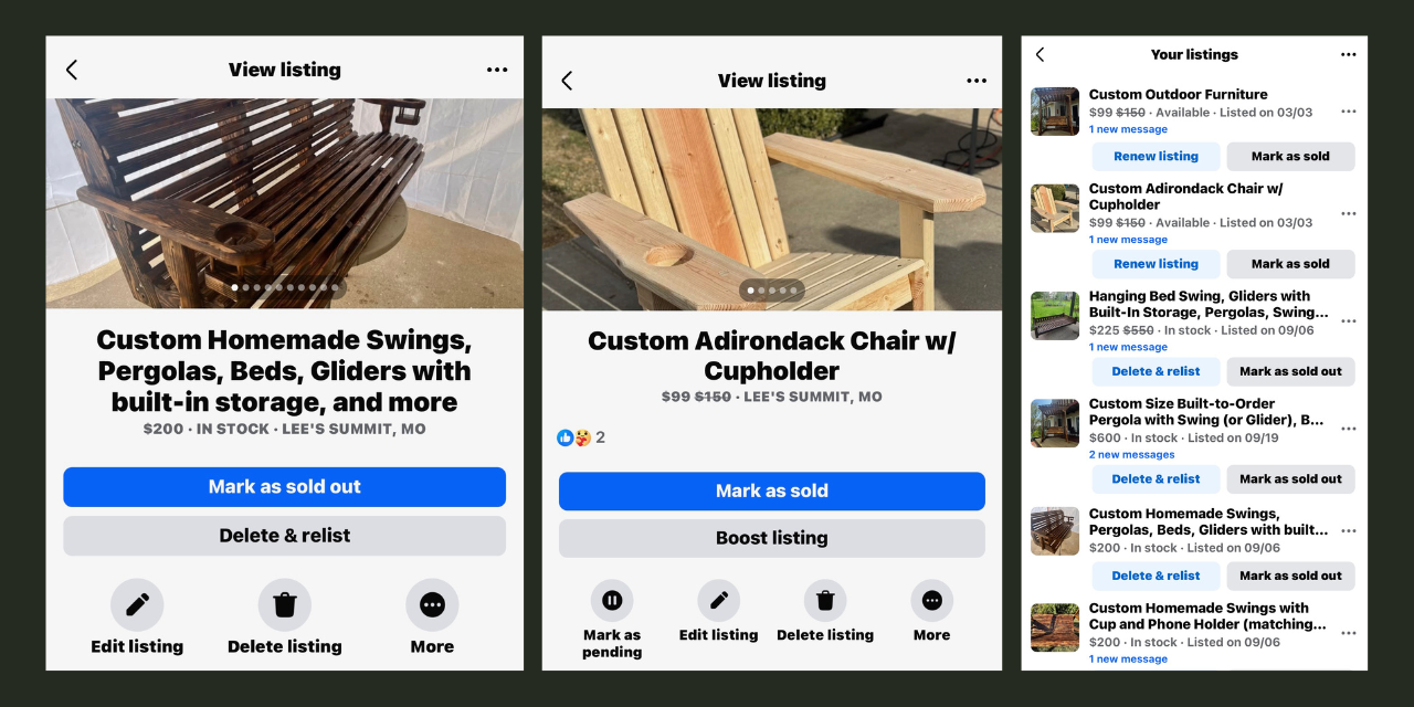 Before — Facebook Marketplace listings